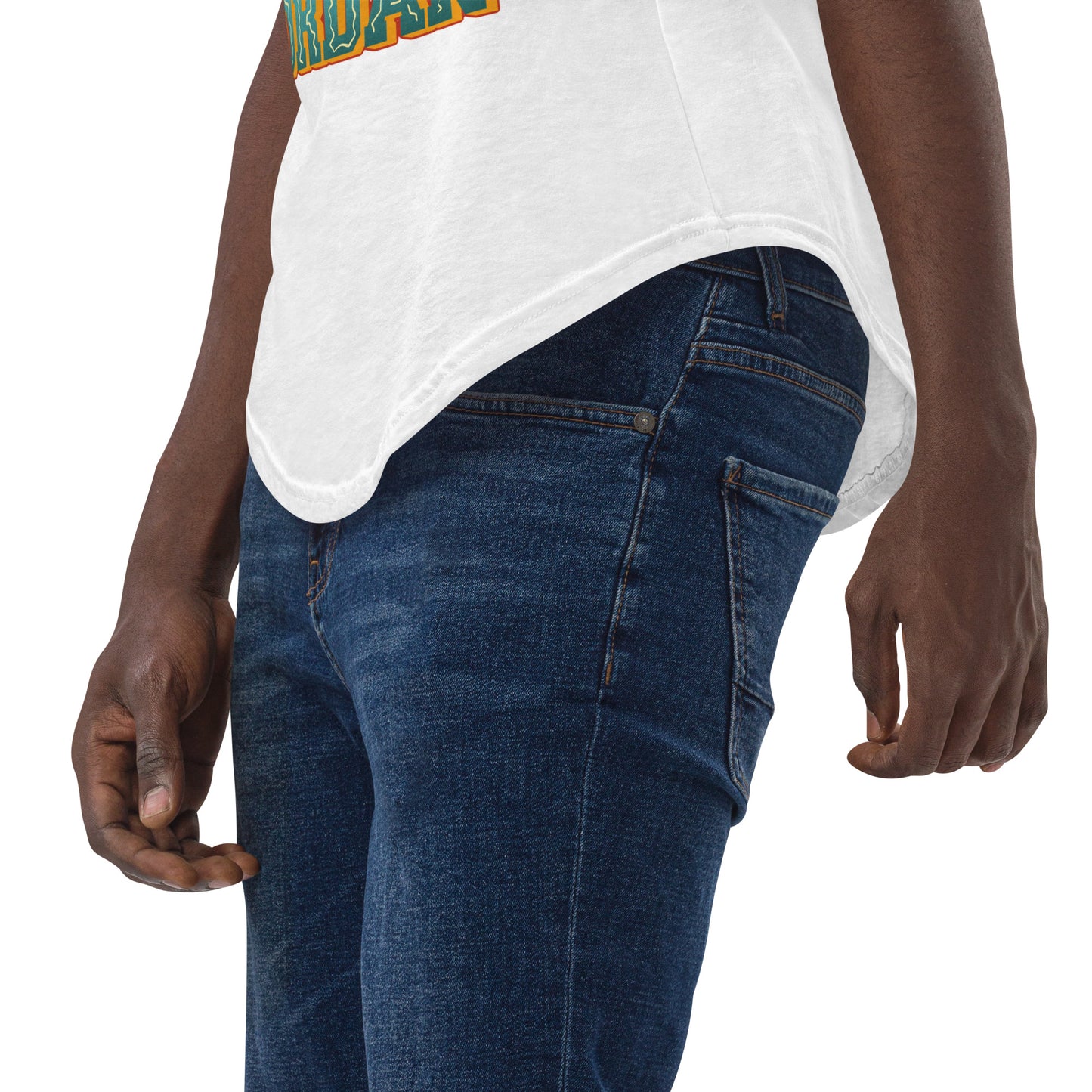 The GOAT Jordan: Men's Curved Hem T-Shirt in white