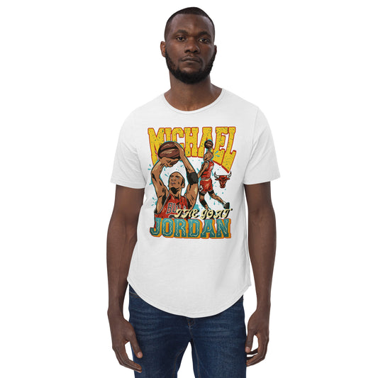 The GOAT Jordan: Men's Curved Hem T-Shirt in white