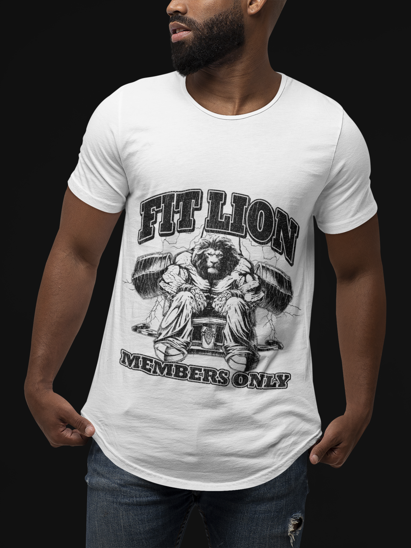 Fit Lion Men's Curved Hem T-Shirt